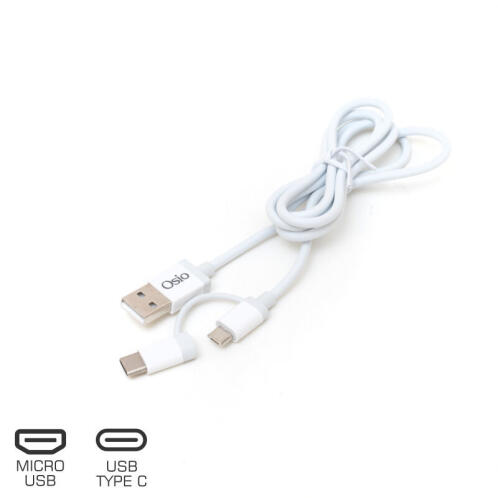 Osio OTU-495W Καλώδιο USB σε micro USB & USB TYPE C με αντάπτορα – 1 m