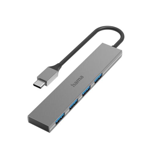 Hama USB-C Hub με 4 θύρες USB 3.2 Gen1 με ταχύτητα 5 Gbit/s, Aluminium, Ultra Slim