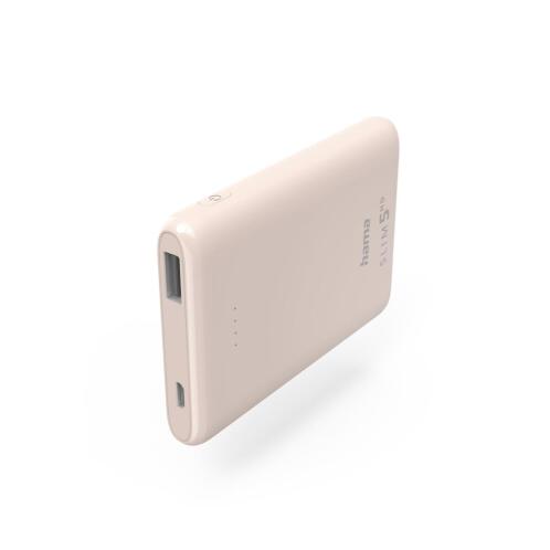 Hama "SLIM 5HD" Power Pack, 5000 mAh, Output: USB-A, light pink