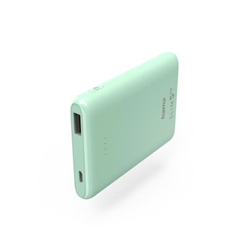 Hama "SLIM 5HD" Power Pack, 5000 mAh, Output: USB-A, mint green