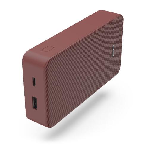 Hama "Colour 20" Power Pack, 20000 mAh, 2 έξοδοι: USB-C, USB-A, Κόκκινο