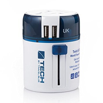 Travel Blue Αντάπτορας Πρίζας Ταξιδιού με USB 2 θέσεων Twist & Slide (Ευρώπη)