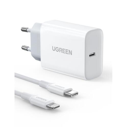 Charger UGREEN PD CD137 Combo+Type C/i6 Cable White 50698