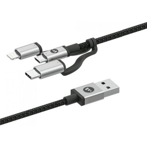 Mophie Braided USB to Lightning / Type-C / micro USB Cable Μαύρο 1m (409903220)