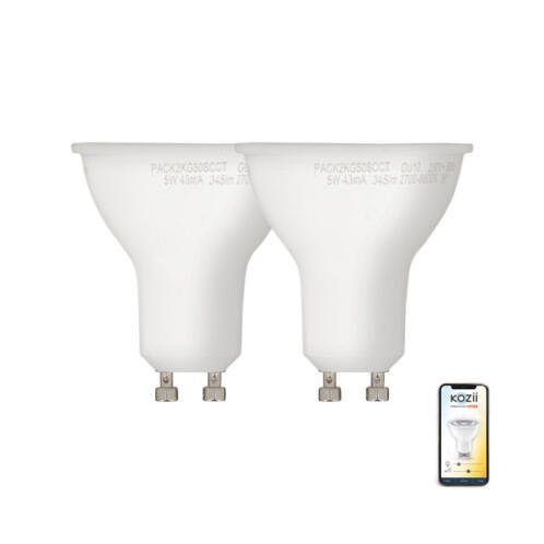 Xanlite Kozii Λαμπτηρας Led Smart Wifi και Bluetooth CCT GU10 5W (50W) 345LM Συσκευασία 2 Τεμαχίων