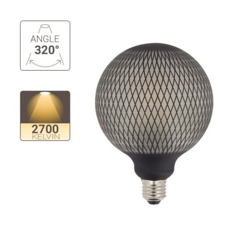 Xanlite Λαμπτηρας Led Deco Net Look G125 E27 4W Ζεστό Λευκό Φώς 2700K 180LM Μαύρο