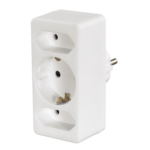 Hama 3-Way Multi-Plug, 2 Euro/1 Earthed Socket, white