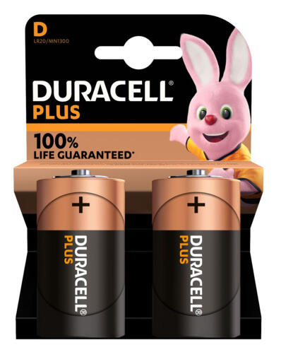 DURACELL αλκαλικές μπαταρίες Plus D/LR20 1.5V 2τμχ