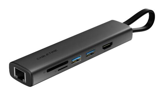 CABLETIME docking station CT-HUBP7-AG 7 θυρών USB-C 100W 4K μαύρο