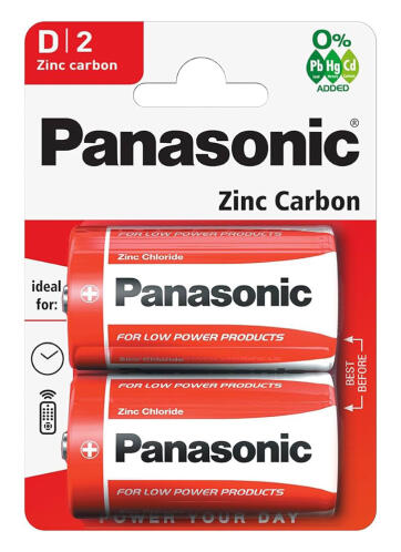 PANASONIC μπαταρίες Zinc Carbon D/R20 1.5V 2τμχ