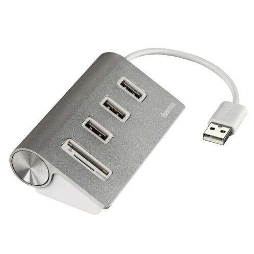 Hama USB 2.0 Hub / "Aluminium" Card Reader