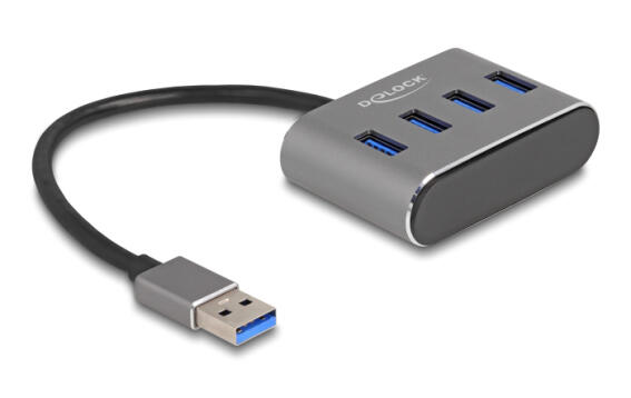 DELOCK USB hub 63190 4x USB 3.2 Gen 1 θύρες 5Gbps γκρι