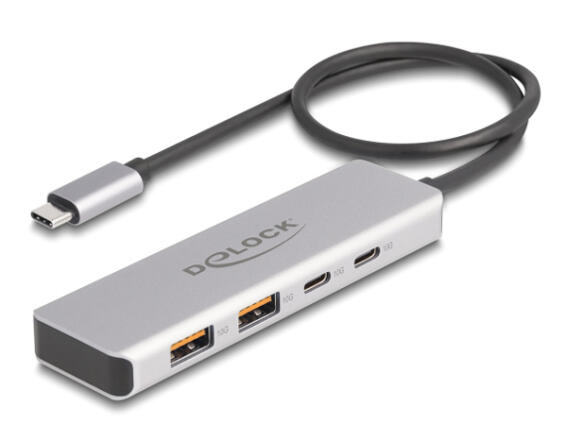 DELOCK USB-C hub 64230 2x USB/2x USB-C θύρες 10 Gbps γκρι