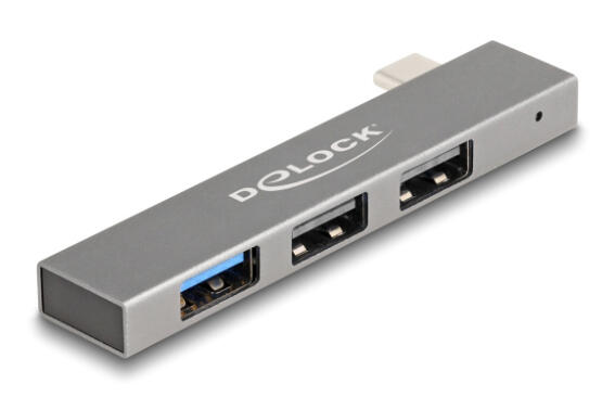 DELOCK USB hub 64274 3x θυρών 10Gbps USB-C σύνδεση γκρι