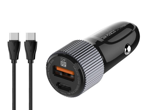 LDNIO φορτιστής αυτοκινήτου C510Q με καλώδιο USB & USB-C 38W μαύρος