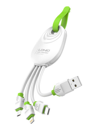 LDNIO καλώδιο USB σε USB-C/Lightning/Micro USB LC95 5.8A λευκό