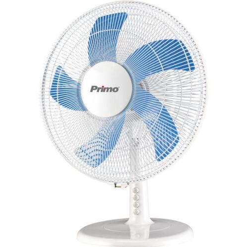 Primo Ανεμιστήρας Επιτραπέζιος 16'' 50W με Διάμετρο 40cm PRTF-80445 5 φτερά Λευκός-Μπλε