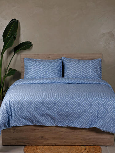 Σετ Σεντόνια Cotton Feelings 2042 Blue Μονό με λάστιχο(105x205+30)