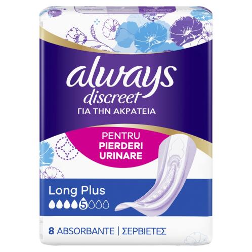 Always Discreet Γυναικείες Σερβιέτες Για Την Ακράτεια Long Plus x8 -.83747351