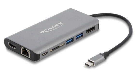 DELOCK docking station 87683 7 θύρες USB-C 100W PD 4K MST γκρι