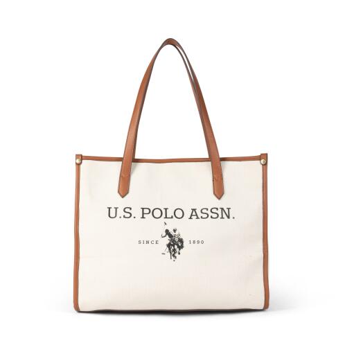 US Polo Assn. Τσάντα χειρός παραλίας 40x32x18cm Natural Brown