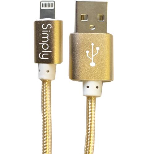 Simply Καλώδιο Data USB to MFI Lightning USB 1,5m Πλεκτό Χρυσαφί