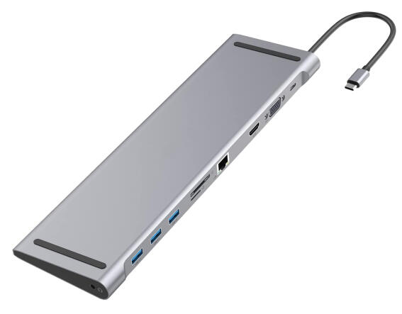 POWERTECH docking station CAB-UC080 10 θυρών βάση laptop USB-C γκρι