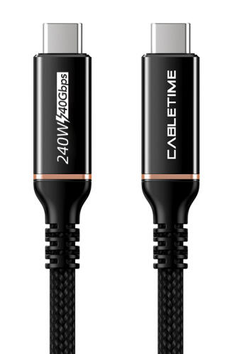 Cabletime Kαλώδιο USB-C σε USB-C CT-USB4 240W 40Gbps 8K/60Hz USB4 1m Μαύρο