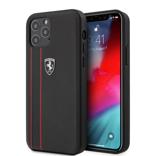 Ferrari "Off Track" Hard Leather Case with Embossed Stripes Θήκη προστασίας από γνήσιο δέρμα