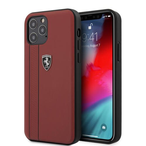 Ferrari "Off Track" Hard Leather Case with Embossed Stripes Θήκη προστασίας από γνήσιο δέρμα