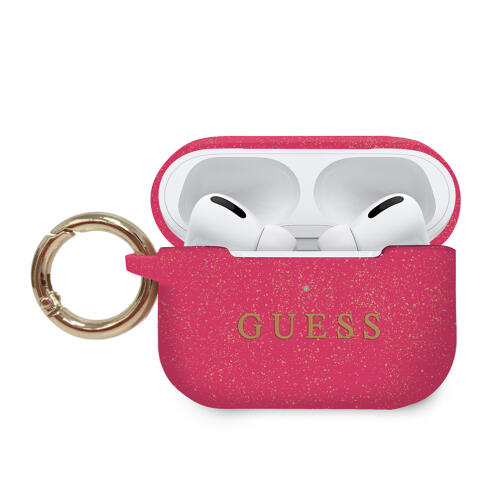 Guess Printed Logo  Θήκη προστασίας από σιλικόνη για Apple Airpods Pro (Fuchsia/Glitter)