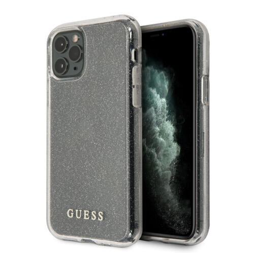 Guess Glitter Back Cover Πλαστικό Ασημί (iPhone 11 Pro)