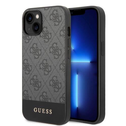 Guess 4G Stripe Collection Back Cover Πλαστικό / Υφασμάτινο Γκρι (iPhone 14 Plus)