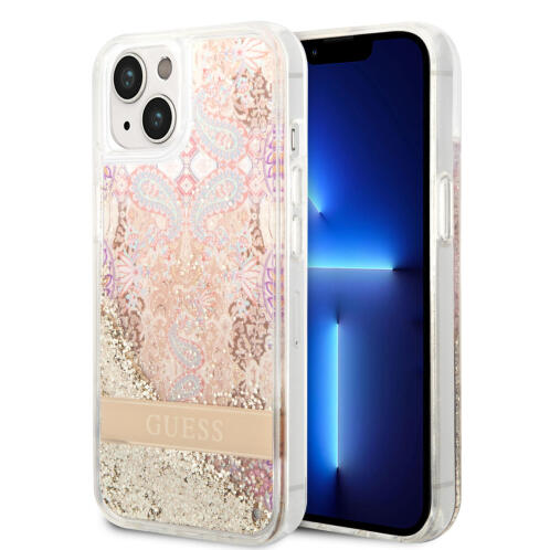 Guess Liquid Glitter Paisley Back Cover Σιλικόνης Gold (iPhone 14 Plus)