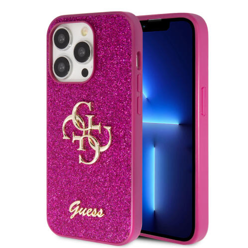 Guess Fixed Glitter 4g Logo Back Cover Σιλικόνης Μωβ (iPhone 15 Pro Max)