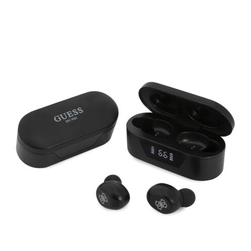 Guess Classic Logo In-ear Bluetooth Handsfree Ακουστικά με Θήκη Φόρτισης Μαύρα