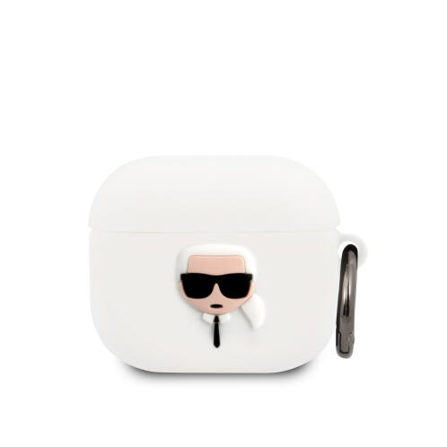 Karl Lagerfeld o Θήκη προστασίας από σιλικόνη για Apple Airpods 3 (Λευκό - KLACA3SILKHWH)