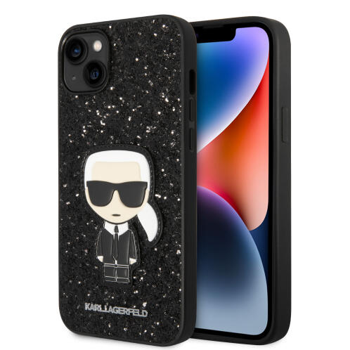 Karl Lagerfeld Glitter Flakes Ikonik Back Cover Πλαστικό / Σιλικόνης Μαύρο (iPhone 14 Plus)