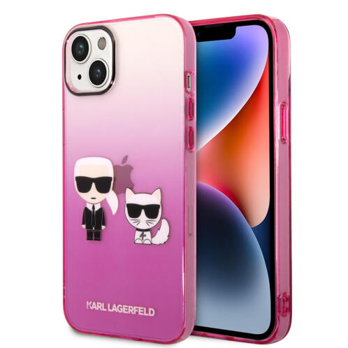 Karl Lagerfeld Ikonik Karl & Choupette Back Cover Πλαστικό Pink Gradient (iPhone 14 Plus)