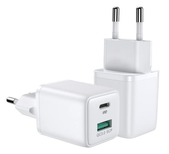 JOYROOM φορτιστής τοίχου L-QP303 USB-C & USB PD & QC 30W λευκός