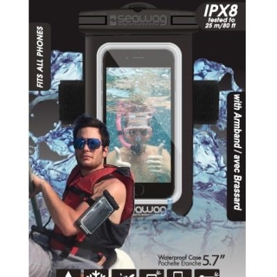 PHONE CASE SEAWAG WATERPROOF ARMBAND & EARPHONES JACK BLACK