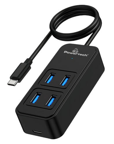 POWERTECH USB 3.2 hub PTR-0156 4x θυρών 5Gbps USB-C σύνδεση 1m μαύρο