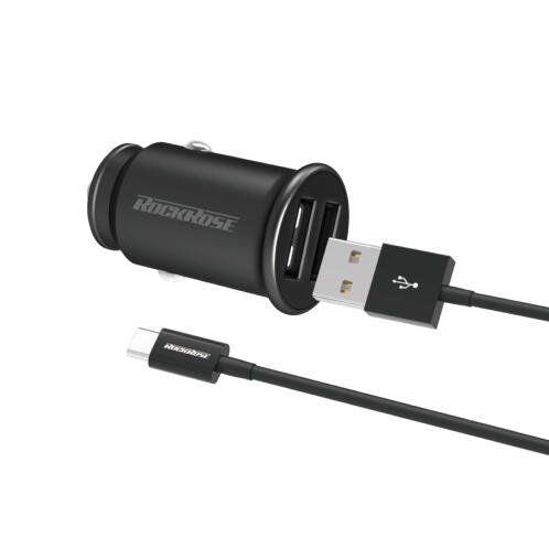 ROCKROSE φορτιστής αυτοκινήτου Ranger P2 με καλώδιο 2x USB 12W μαύρος