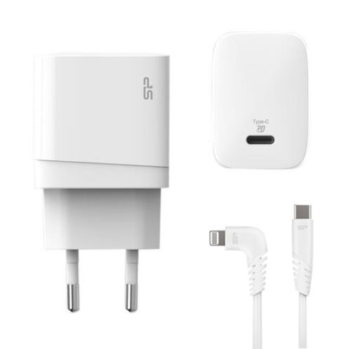 SILICON POWER φορτιστής τοίχου QM10 με καλώδιο USB-C 18W MFi λευκός