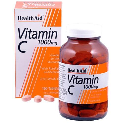 Health Aid Βιταμίνη C 1000mg 100 Μασώμενες ταμπλέτες