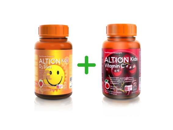 Altion Kids D3 Sun 60 ζελεδάκια + Altion Kids Vitamin C 60 ζελεδάκια (1+1 Δώρο)