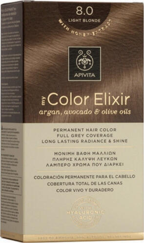 Apivita My Color Elixir Μόνιμη Βαφή Μαλλιών No 8.0 Ξανθό Ανοιχτό 1 τεμάχιο