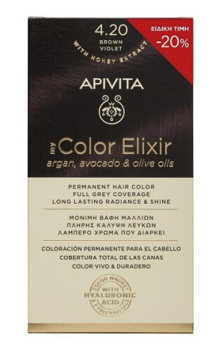 Apivita Color Elixir Βαφή Μαλλιών N4,20 καστανό βιολετί