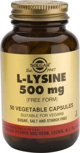 Solgar L-Lysine 500mg Λυσίνη Με Αντιοξειδωτικές Ιδιότητες, 50 Φυτικές Κάψουλες