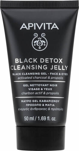 Apivita Gel Καθαρισμού Black Detox Cleansing Jelly για Πρόσωπο & Μάτια με Ενεργό Άνθρακα & Πρόπολη 50ml